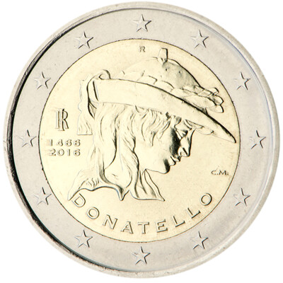 ITALY 2 € commemorative euro coin 2016-550th anniv of the death of Donatello 