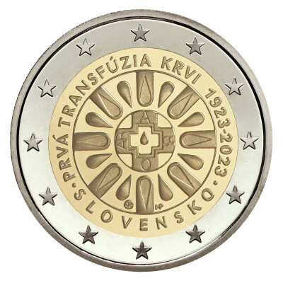 2 euro coin Slovakia 2023 - 100th anniversary of the first blood transfusion in Slovakia