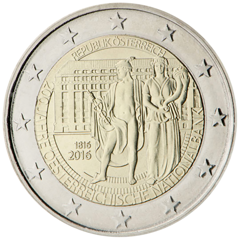 UNC Details about   Austria 2016-2 Euro Comm 200 Years of the Austrian National Bank 